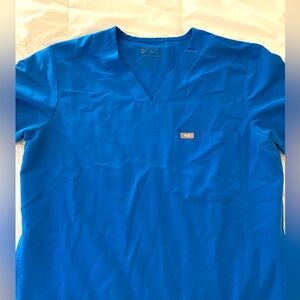Figs, Mens Leon Scrub Top in Royal Blue, Size Medium